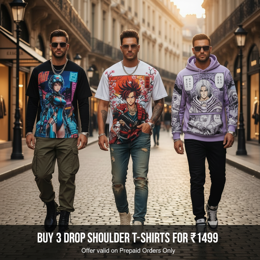 Get 3 Premium Oversized Drop Shoulder Tees for just ₹1499