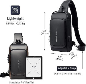 Sling Bag for Men &amp; Women with USB Charging Port Design