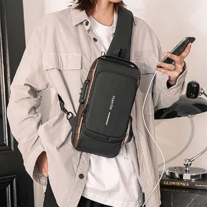 Sling Bag for Men &amp; Women with USB Charging Port Design