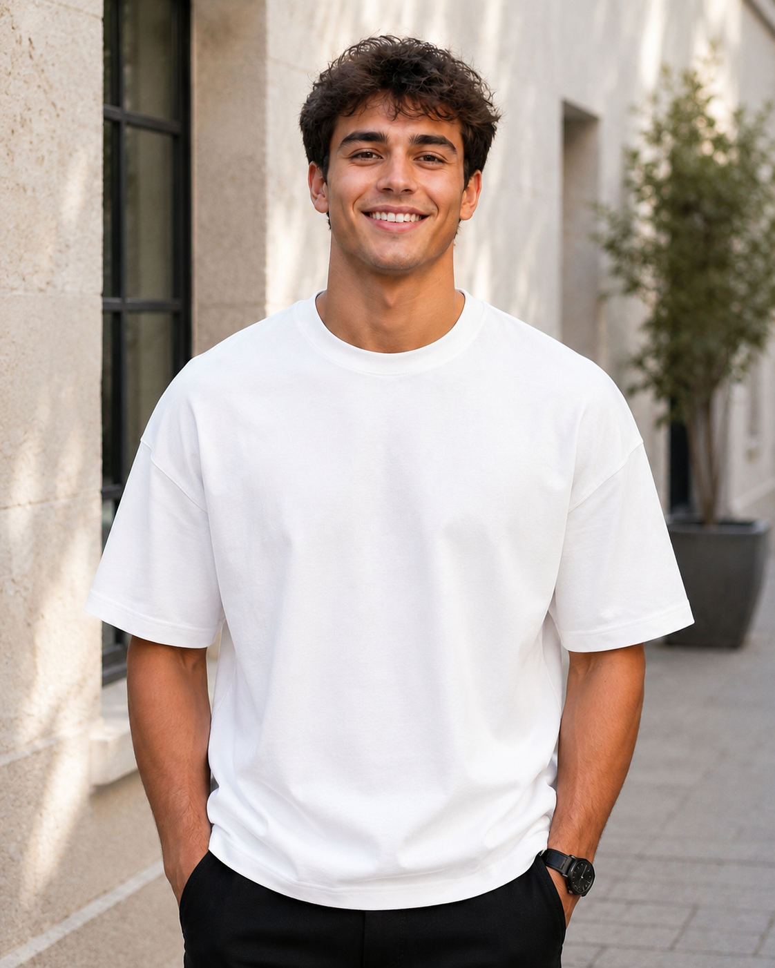 240 GSM Oversize Drop Shoulder Premium Plain T-Shirt for Men | Soft Cotton Round Neck Tee