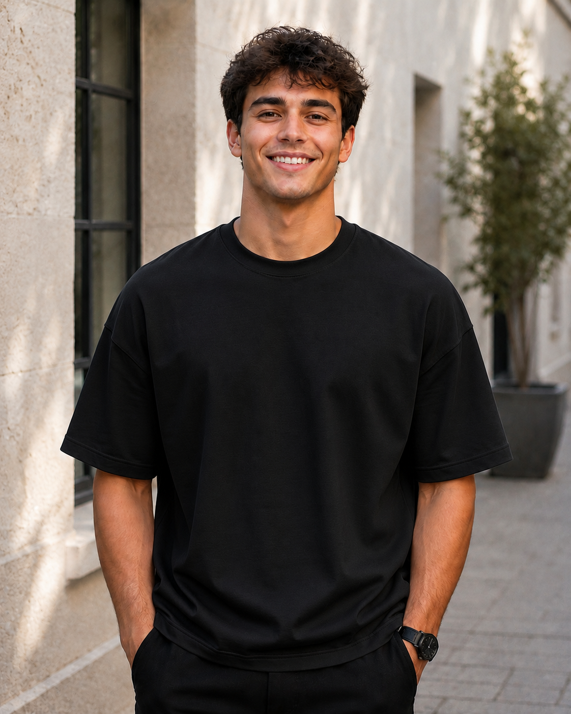 210 GSM Oversize Drop Shoulder Premium Plain T-Shirt for Men | Soft Cotton Round Neck Tee