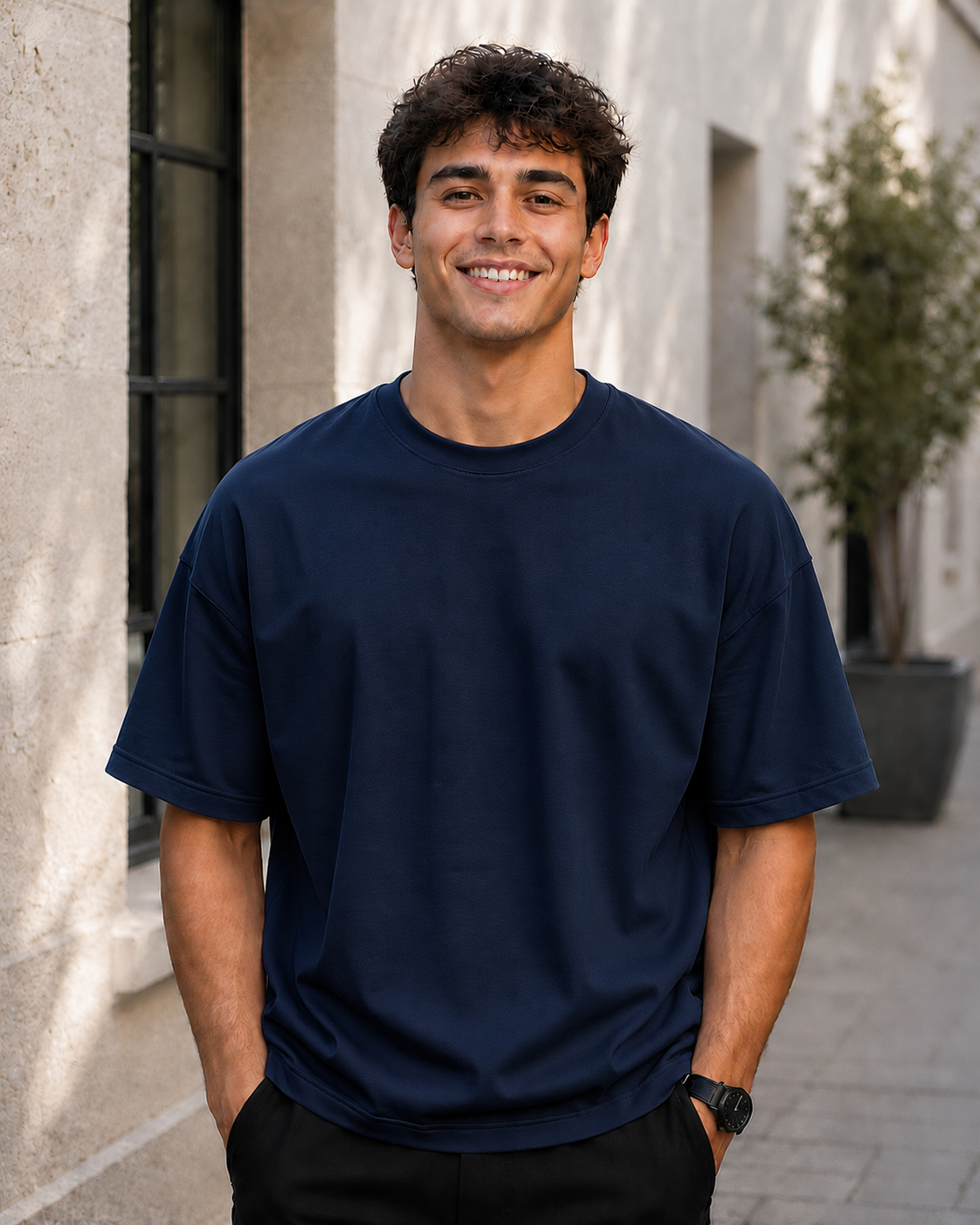 240 GSM Oversize Drop Shoulder Premium Plain T-Shirt for Men | Soft Cotton Round Neck Tee