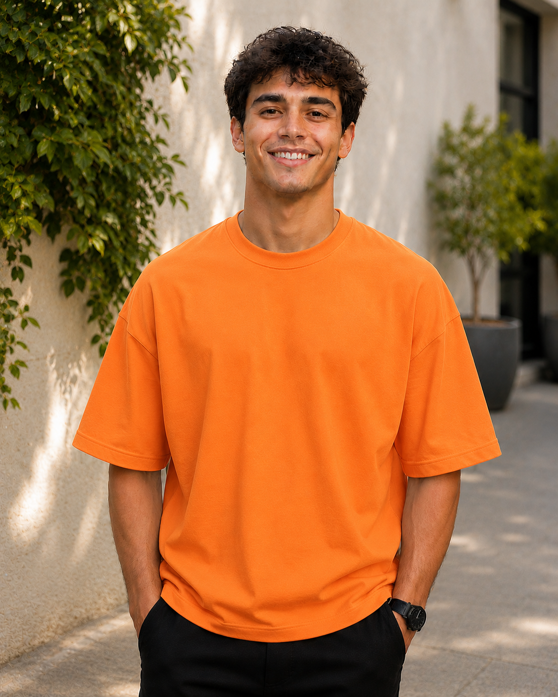 210 GSM Oversize Drop Shoulder Premium Plain T-Shirt for Men | Soft Cotton Round Neck Tee