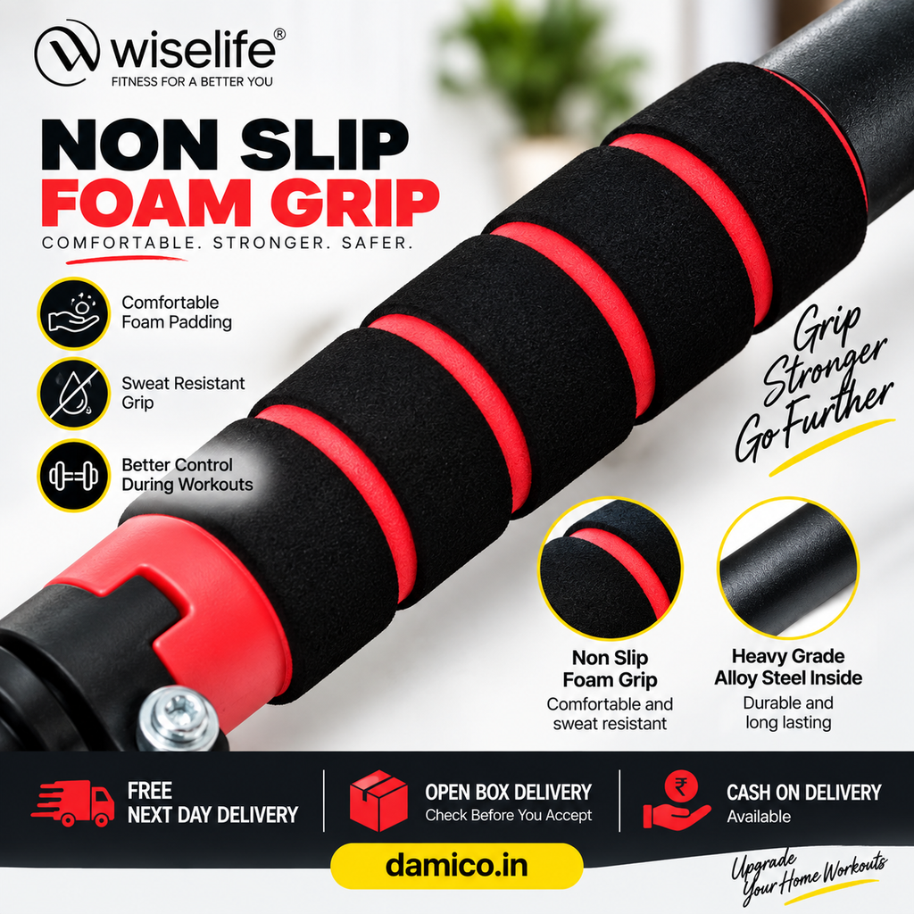 Wise Life Heavy-Duty Pull Up Bar for Home – No Drilling Doorway Chin-Up Bar I Supports Up to 100 kg