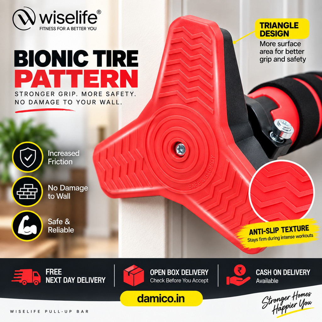 Wise Life Heavy-Duty Pull Up Bar for Home – No Drilling Doorway Chin-Up Bar I Supports Up to 100 kg
