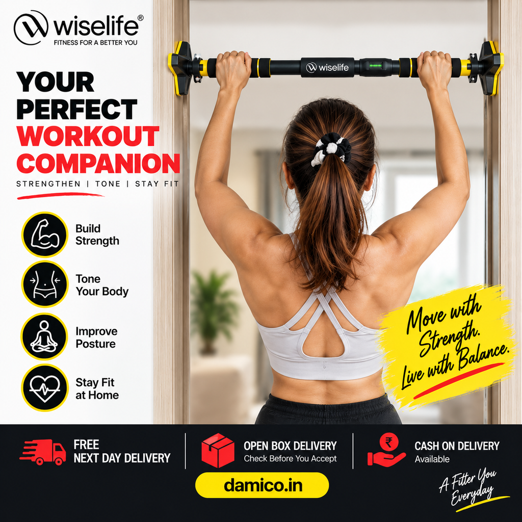 Wise Life Heavy-Duty Pull Up Bar for Home – No Drilling Doorway Chin-Up Bar I Supports Up to 100 kg