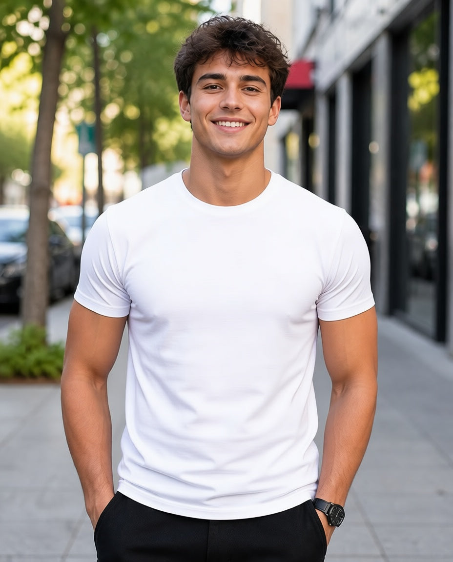 180 GSM Premium Plain T-Shirt for Men | Soft Cotton Round Neck Tee