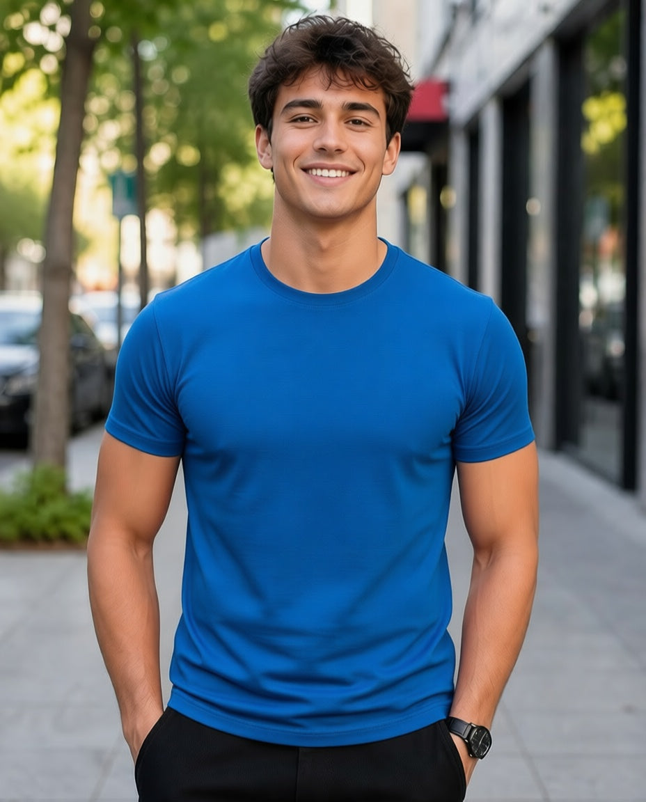 180 GSM Premium Plain T-Shirt for Men | Soft Cotton Round Neck Tee