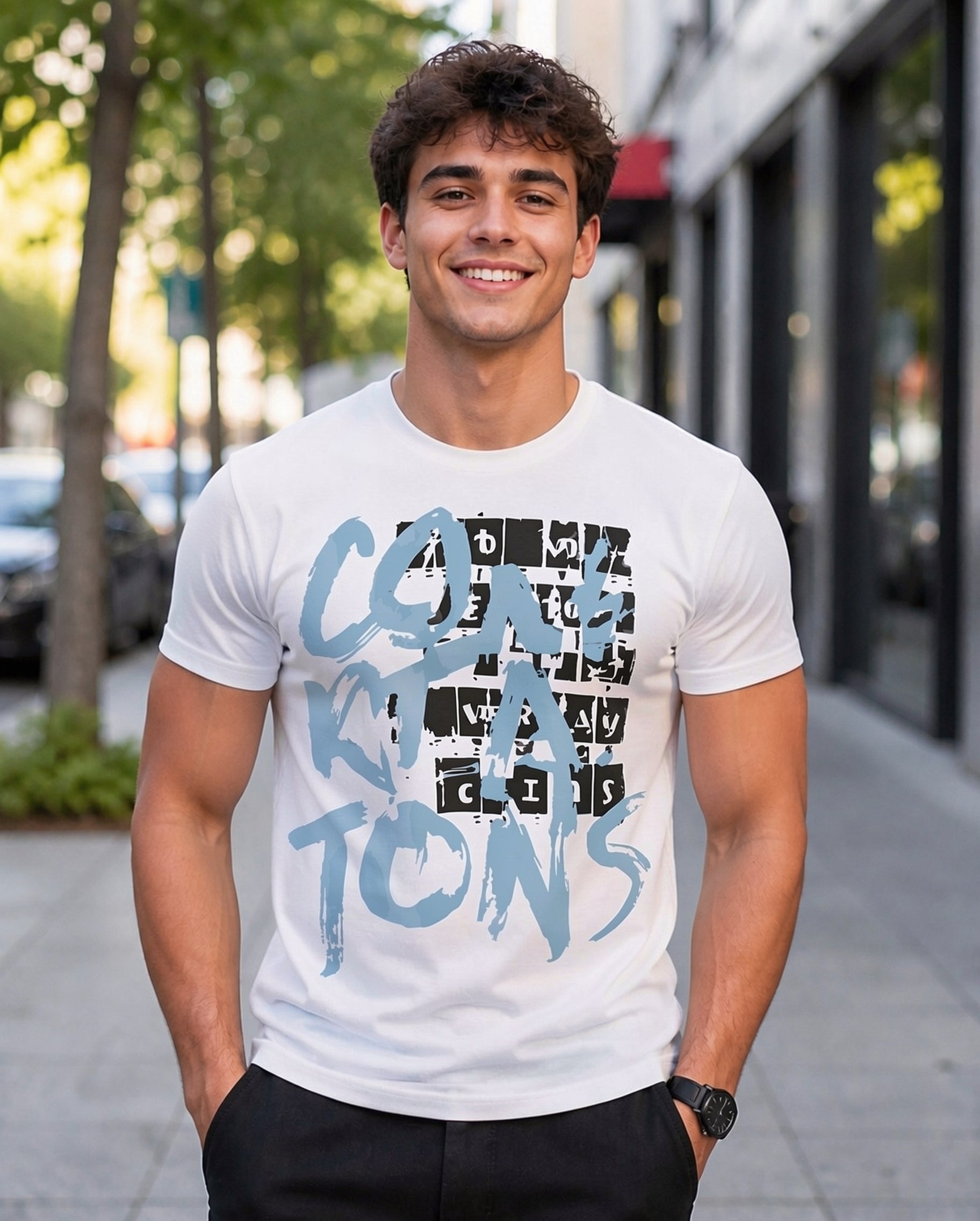 Men’s Printed Round Neck T-Shirt | Trendy Graphic Half Sleeve Casual Wear for Men | Design #2