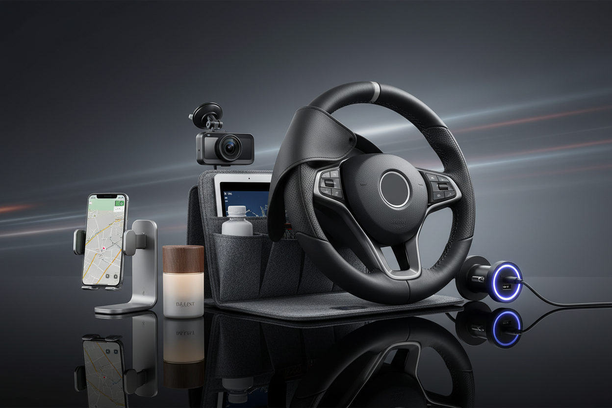 generate a slide show image with car accesories