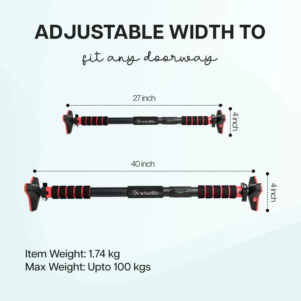 Wise Life Heavy-Duty Pull Up Bar for Home – No Drilling Doorway Chin-Up Bar I Supports Up to 100 kg