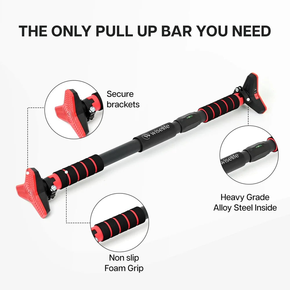 Wise Life Heavy-Duty Pull Up Bar for Home – No Drilling Doorway Chin-Up Bar I Supports Up to 100 kg